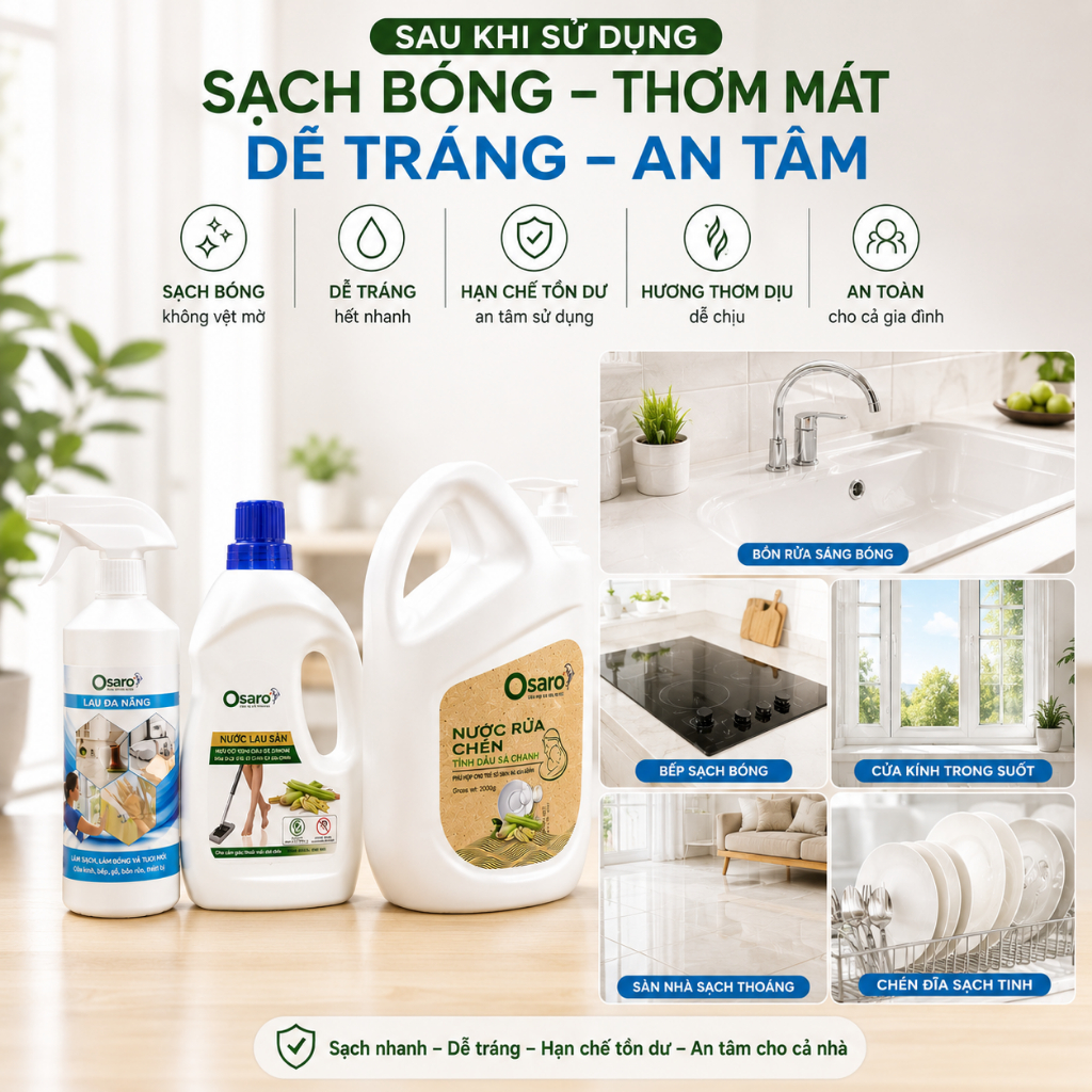 COMBO CHĂM NHÀ GỌN MỘT BỘ SẢ CHANH OSARO | RC2KSC + LS1KSC + LDN500G