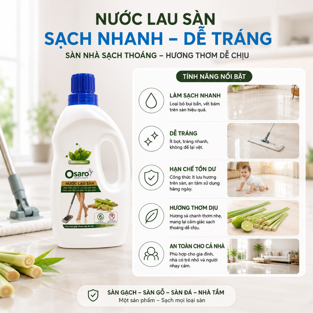 COMBO CHĂM NHÀ GỌN MỘT BỘ SẢ CHANH OSARO | RC2KSC + LS1KSC + LDN500G