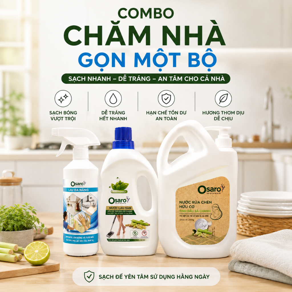COMBO CHĂM NHÀ GỌN MỘT BỘ SẢ CHANH OSARO | RC2KSC + LS1KSC + LDN500G
