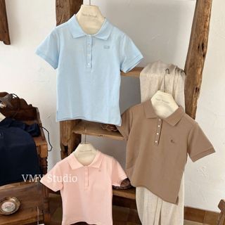 VMY Studio - Áo polo cổ bẻ tay ngắn phối khuy thêu họa tiết xinh xắn trẻ trung, áo thun cổ bẻ thêu hoạ tiết QCCC nữ
