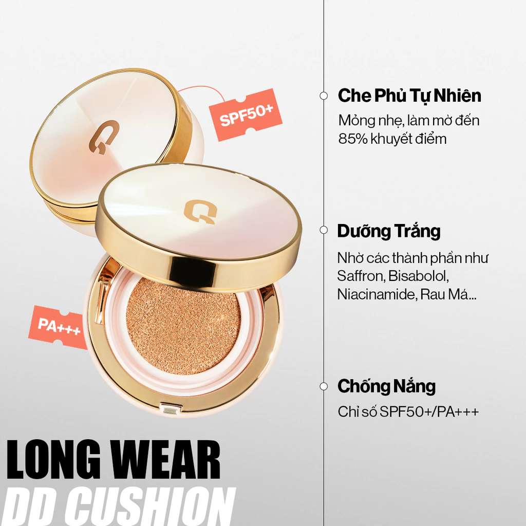 Phấn nước Glamrr Q Vegan Super Glow/ Cover/ DD Cushion Thuần Chay Lành Tính Cho Da Nhạy Cảm - Ever Queen