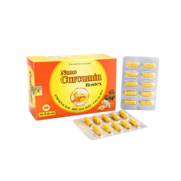 Viên uống NANO CURCUMIN ROSTEX (Hộp 30 viên) Hỗ trợ giảm các triệu chứng viêm loét dạ dày, hành tá tràng.