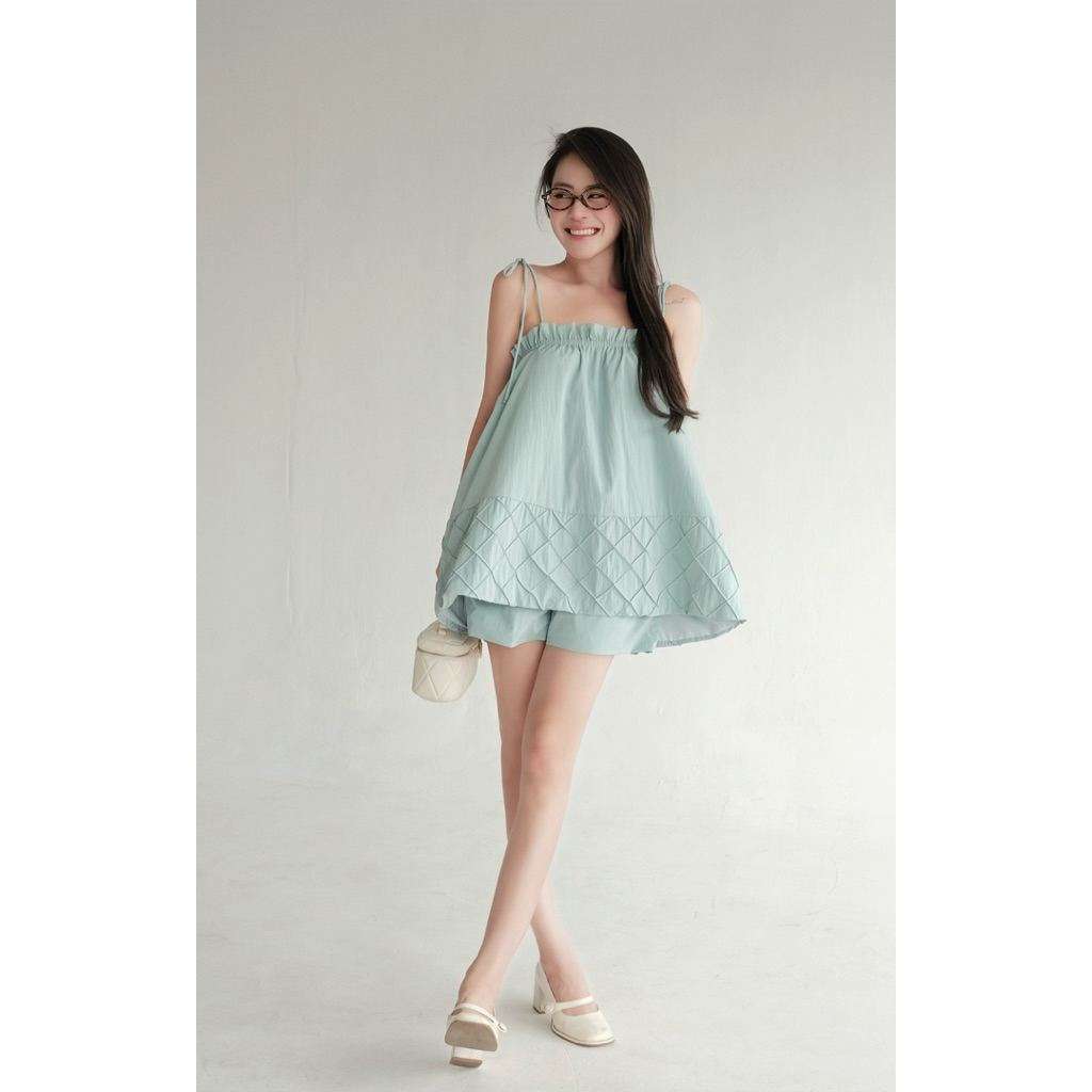 Set áo dây ngắn Babydoll Xanh Mint - Hàng Thiết Kế - TY CLOTHING
