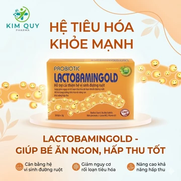 Cốm Men Vi Sinh LACTOBAMINGOLD - Hỗ Trợ Giảm Tiêu Chảy, Táo Bón, Bổ Sung Lợi Khuẩn (Hộp 30 Gói)