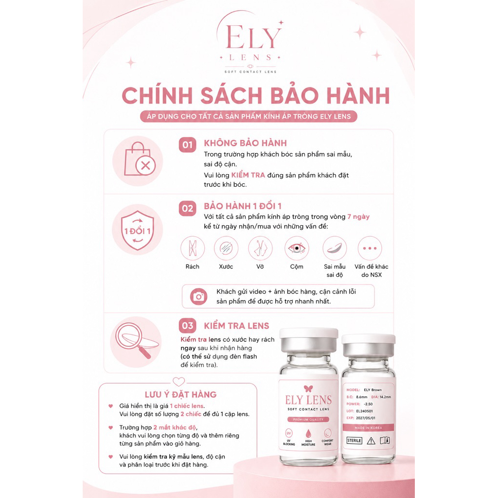 Lens đen giãn tròng Hàn Quốc Elylens mẫu Cicle Black DIA 14.5mm ( Full 0-7 độ )