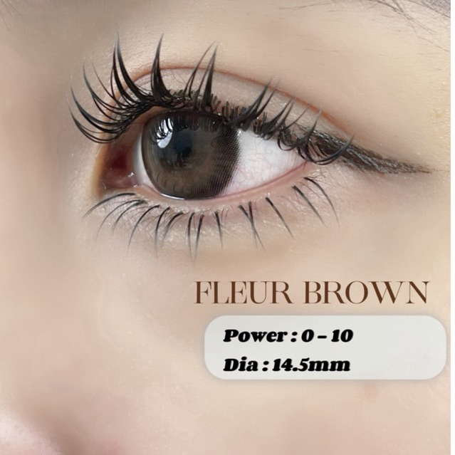 Lens nâu tự nhiên giãn tròng Hàn Quốc Elylens Fleur Brown DIA 14.5mm ( Full 0-7 độ)