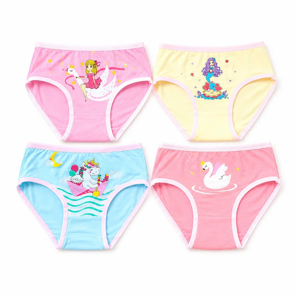 COMBO 4 - COMBO 8  Quần Chip Bé Gái Cotton Thoáng Khí Hình Công Chúa Kỳ Lân Dễ Thương