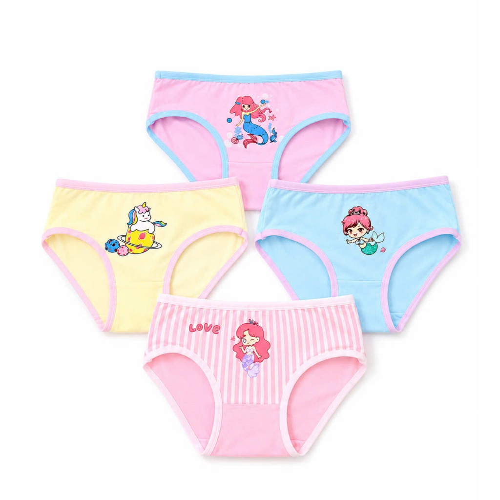 COMBO 4 - COMBO 8  Quần Chip Bé Gái Cotton Thoáng Khí Hình Công Chúa Kỳ Lân Dễ Thương