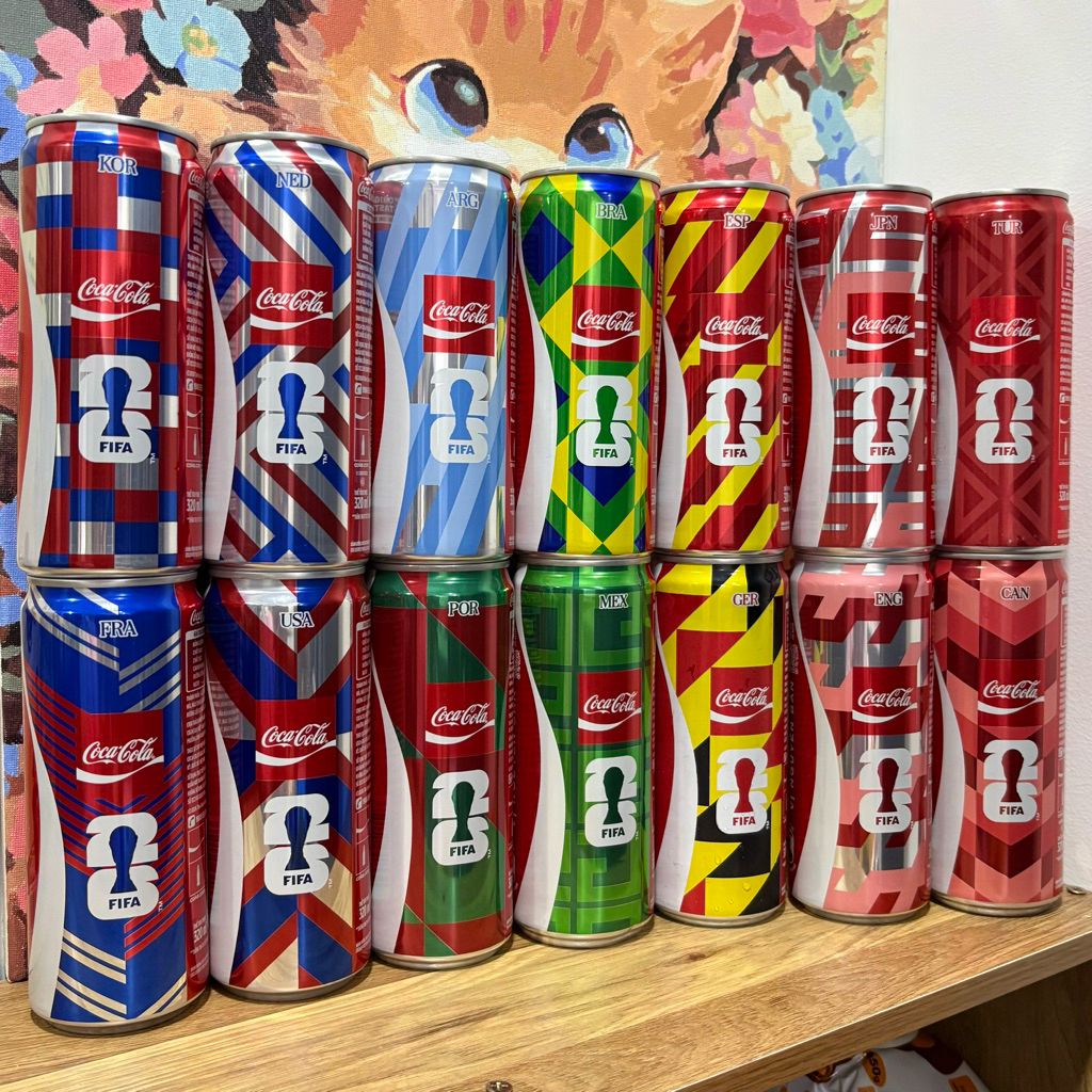 Bộ sưu tập 14 lon Coca-Cola World Cup 2026 các đội tuyển – hàng sưu tầm, chưa khui