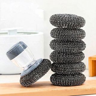 (COMBO 5) BÀN CHẢI CỌ XOONG NỒI CÓ BÌNH ĐỰNG XÀ PHÒNG - Cọ Rửa Bát Đĩa Tiện Lợi