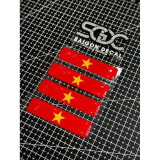 |1 Cái/Combo| Tem Sticker Nhựa Nổi Phản Quang ESP Cờ Việt Nam - Dán Lọc Gió, Remote Smartkey, Logo HD