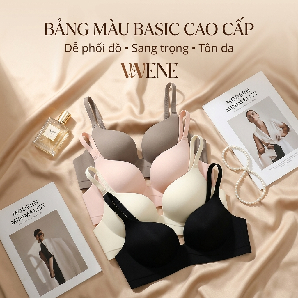 Áo Lót Đúc Su Tàng Hình Mềm Mại Không Gọng Vanvene, Áo Ngực Nữ Su Đệm 2cm Nâng Ngực Tạo Khe Chống Hằn Mặc Sơ Mi