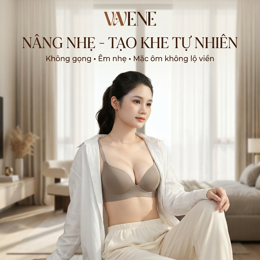 Áo Lót Đúc Su Tàng Hình Mềm Mại Không Gọng Vanvene, Áo Ngực Nữ Su Đệm 2cm Nâng Ngực Tạo Khe Chống Hằn Mặc Sơ Mi