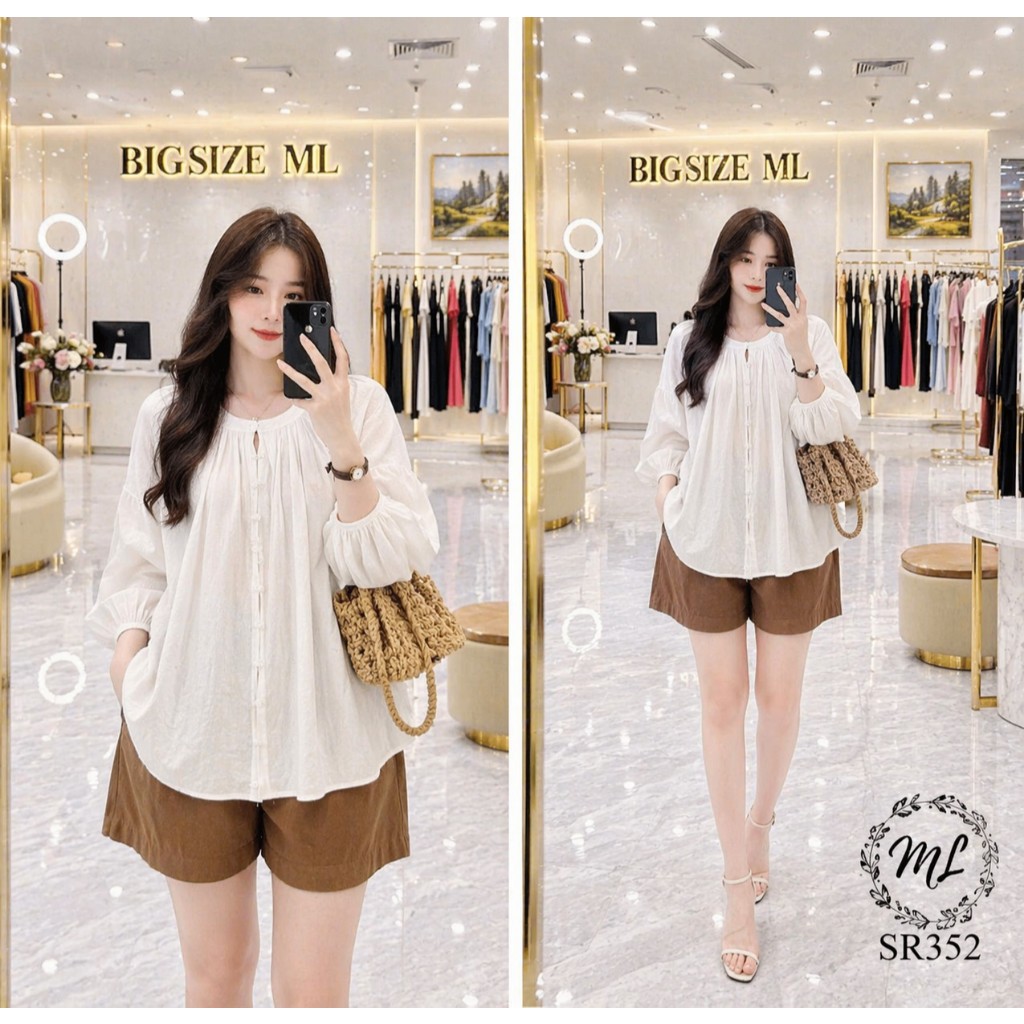 🌸 SÉT BIGSIZE SR352 ÁO LỤA QUẦN COTTON LẠNH THANH LỊCH NHẸ NHÀNG CHO NÀNG 55-90KG 🌸