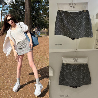 𝐏𝐡𝐢𝐞𝐧 𝐖𝐆𝐖𝐄 | (Sẵn) w9786 Chân Váy Chấm Bi Nhạt Màu Xám New