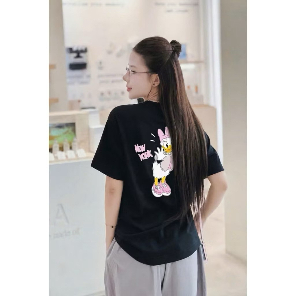 Áo Phông Nam Nữ 100% cotton mềm mại, thoáng mát-Áo mặc đôi NY Vịt Hồng
