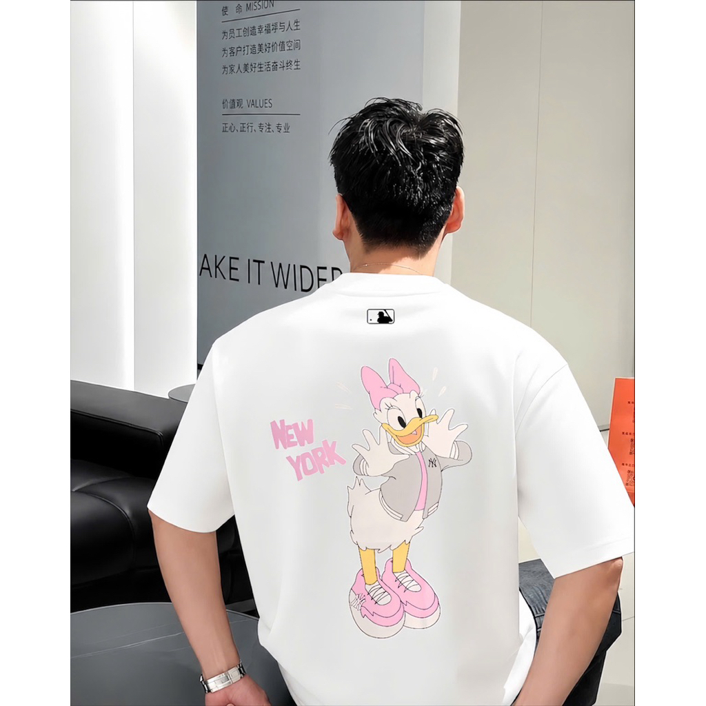 Áo Phông Nam Nữ 100% cotton mềm mại, thoáng mát-Áo mặc đôi NY Vịt Hồng