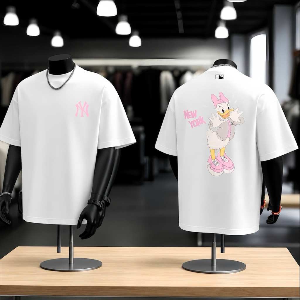 Áo thun/Tee Newera chính hãng màu đen/trắng/be NY Donal mẫu mới dễ thương ngọt ngào nam nữ form unisex-NY Donal