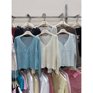 Áo len cadigan mềm mỏng cài khuy trơn