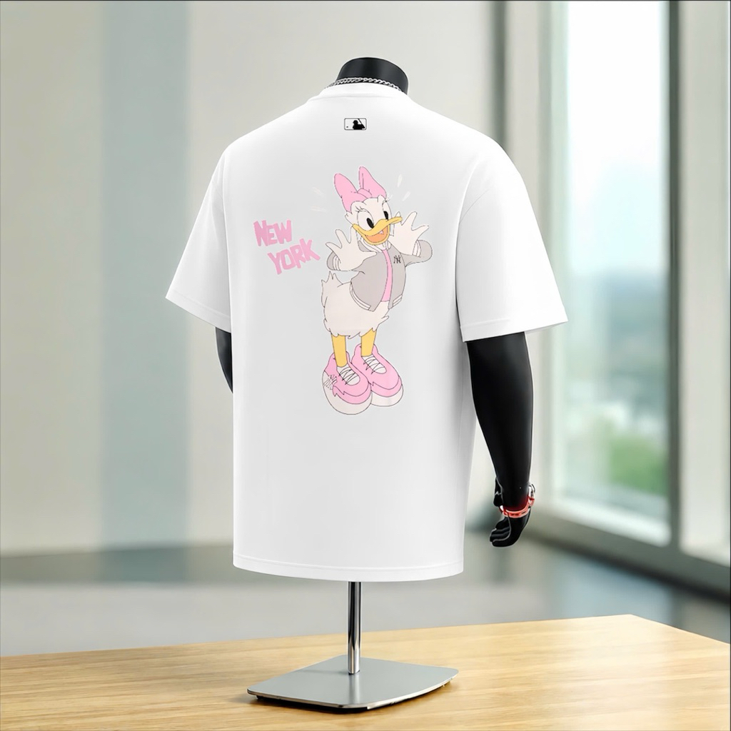Áo Phông Nam Nữ 100% cotton mềm mại, thoáng mát-Áo mặc đôi NY Vịt Hồng