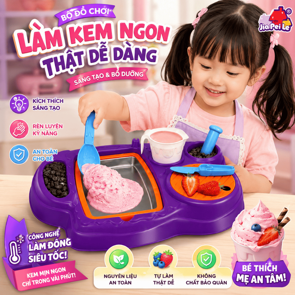 Bộ Làm Kem Cuộn DIY Cho Bé - Đồ Chơi Làm Kem Handmade Mini Đồ Chơi Nấu Ăn Sáng Tạo