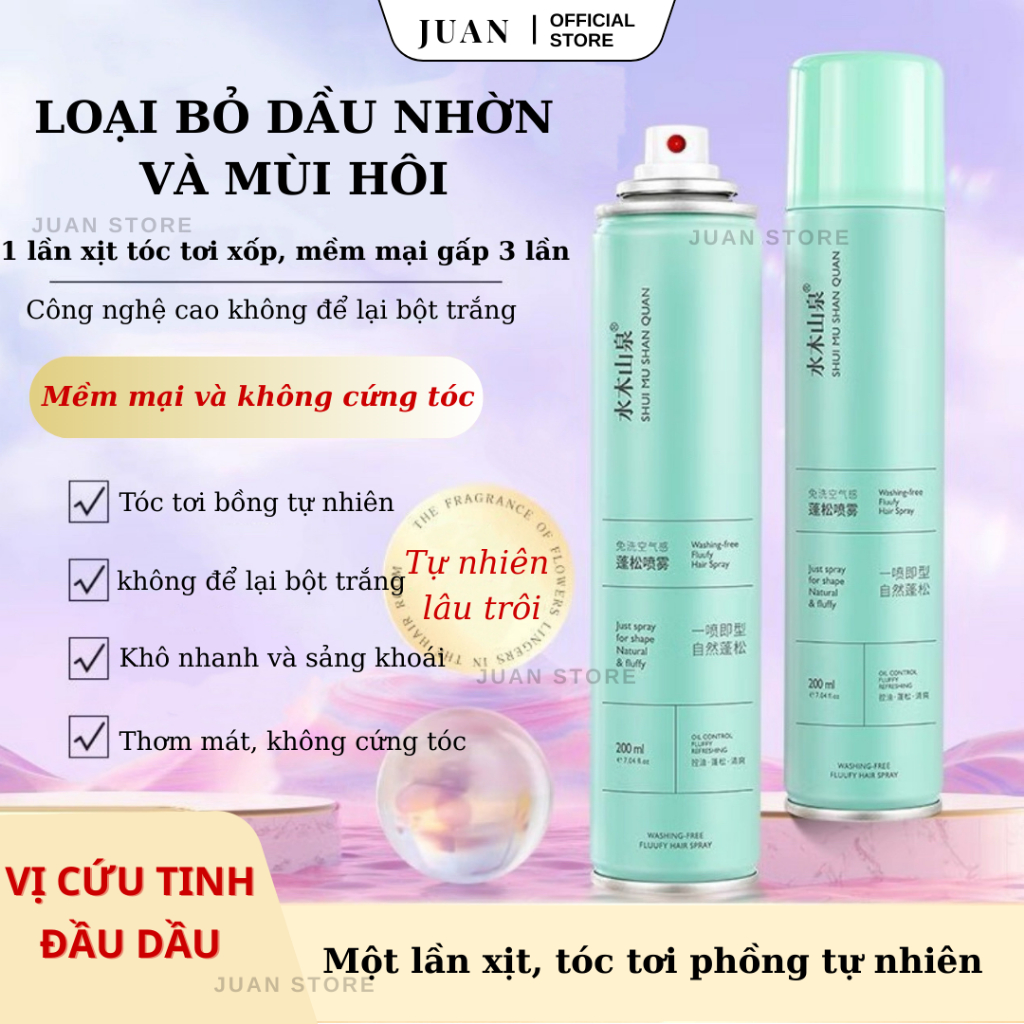 [TẶNG LƯỢC TỪ 2 CHAI] Bình xịt dầu gội khô 3 in 1 (200ml) - Sẵn Hàng