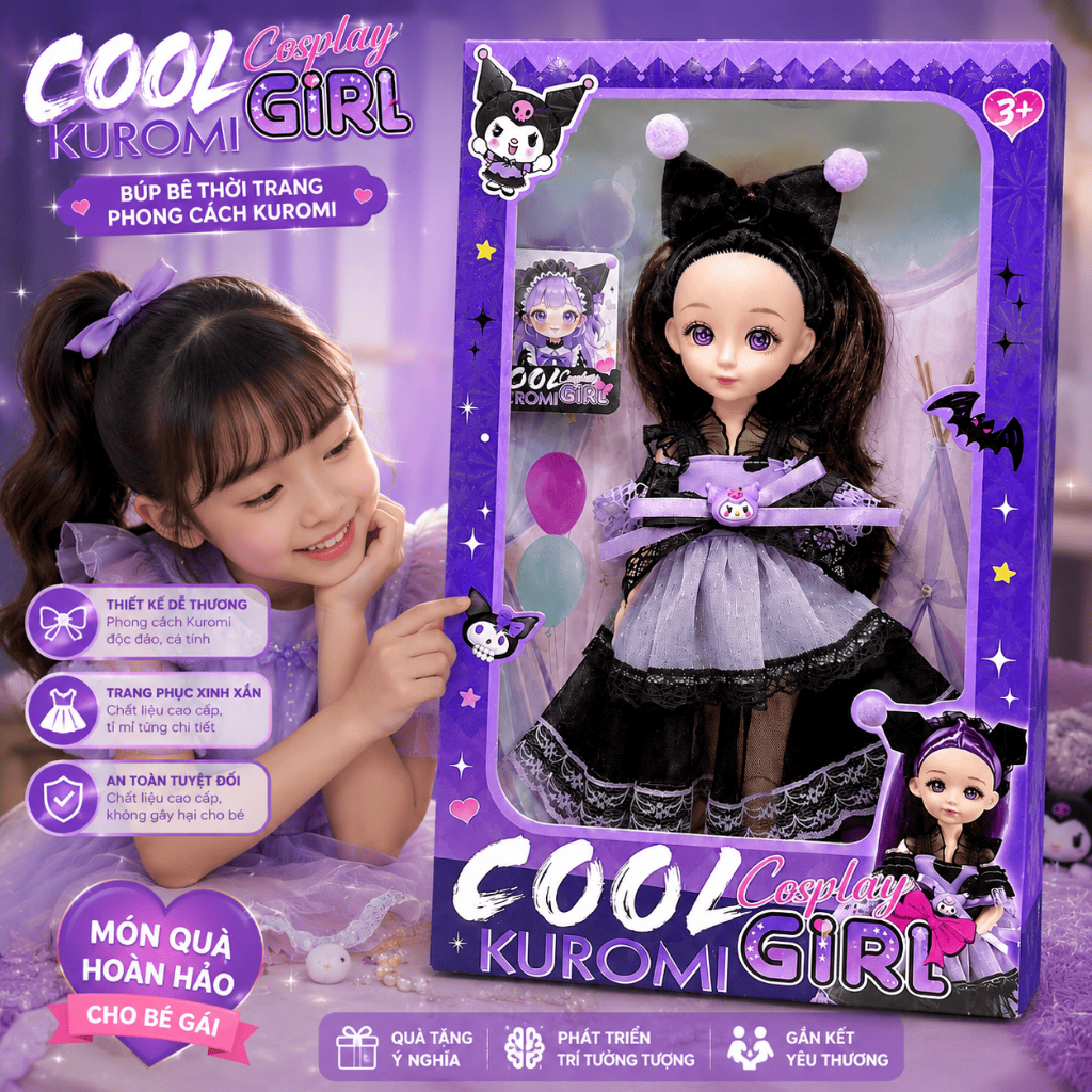 Búp Bê Cho Bé Gái Công Chúa Cá Tính Kuromi Đồ Chơi Bé Gái Dễ Thương Quà Tặng Cho Bé 30cm