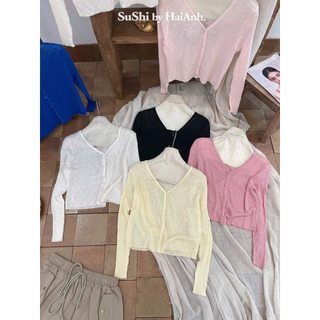 Áo len mềm mỏng trơn tay dài