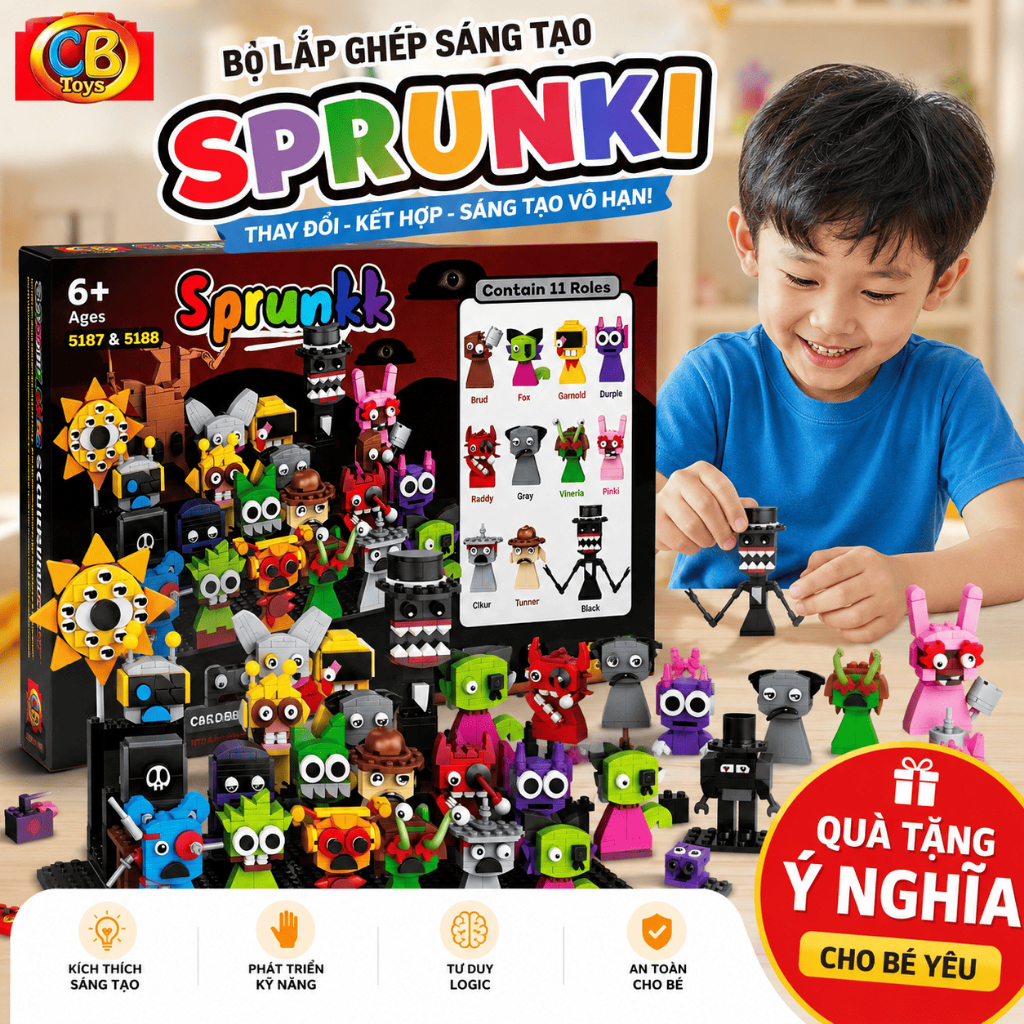 Đồ Chơi Lắp Ráp Sprunki 11 Nhân Vật CB Toys 5187 Mô Hình Trưng Bày Sáng Tạo Quà Tặng Cho Bé
