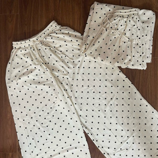 Quần chấm bi ống rộng chất linen - Pearla.studio