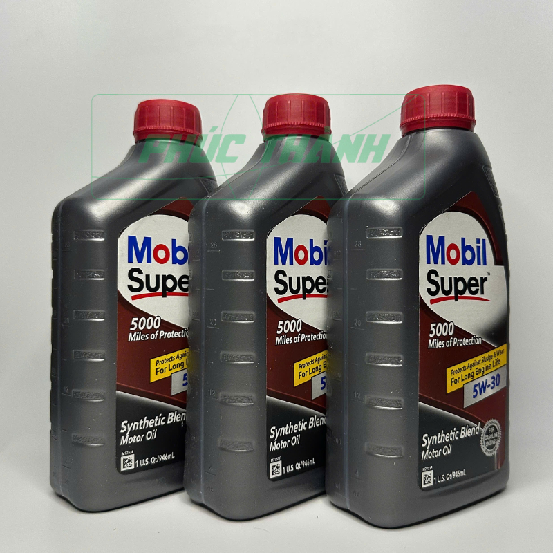 Thùng 6 Chai Dầu Nhớt Tổng Hợp Ô-Tô MOBIL SUPER 5000 5W30 946ml Nhập Khẩu USA - Chính Hãng