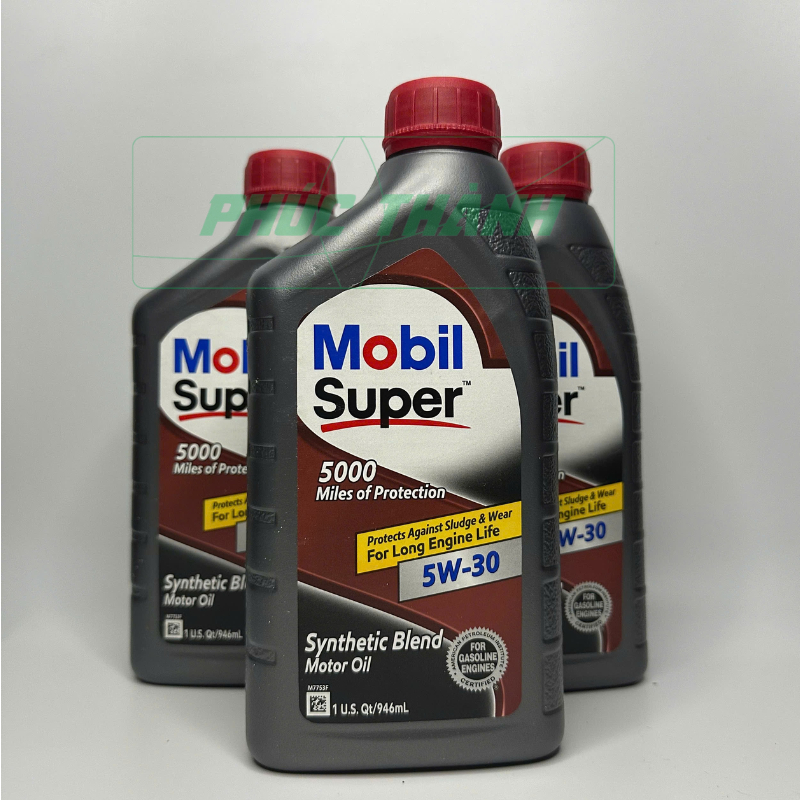 Thùng 6 Chai Dầu Nhớt Tổng Hợp Ô-Tô MOBIL SUPER 5000 5W30 946ml Nhập Khẩu USA - Chính Hãng