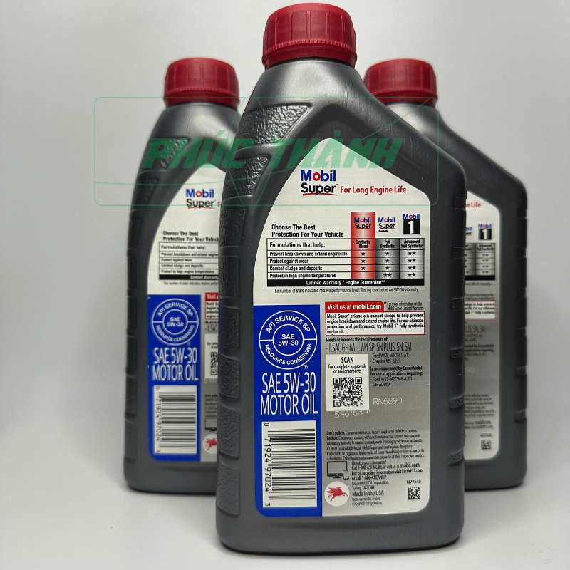 Thùng 6 Chai Dầu Nhớt Tổng Hợp Ô-Tô MOBIL SUPER 5000 5W30 946ml Nhập Khẩu USA - Chính Hãng