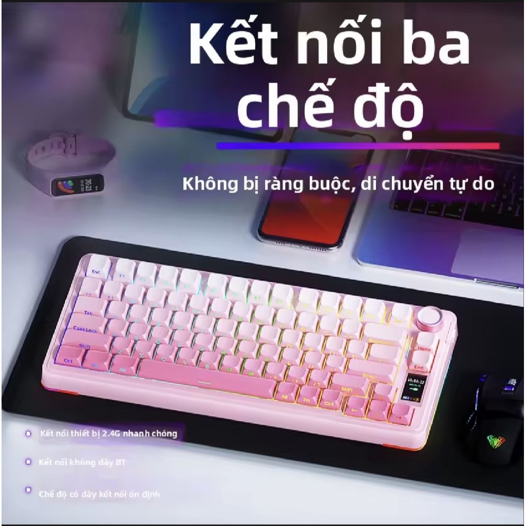 BÀN PHÍM CƠ - AULA S75 Pro Gaming Keyboard 3 Mode RGB Có Màn Hình TFT | BigBuy360 - bigbuy360.vn
