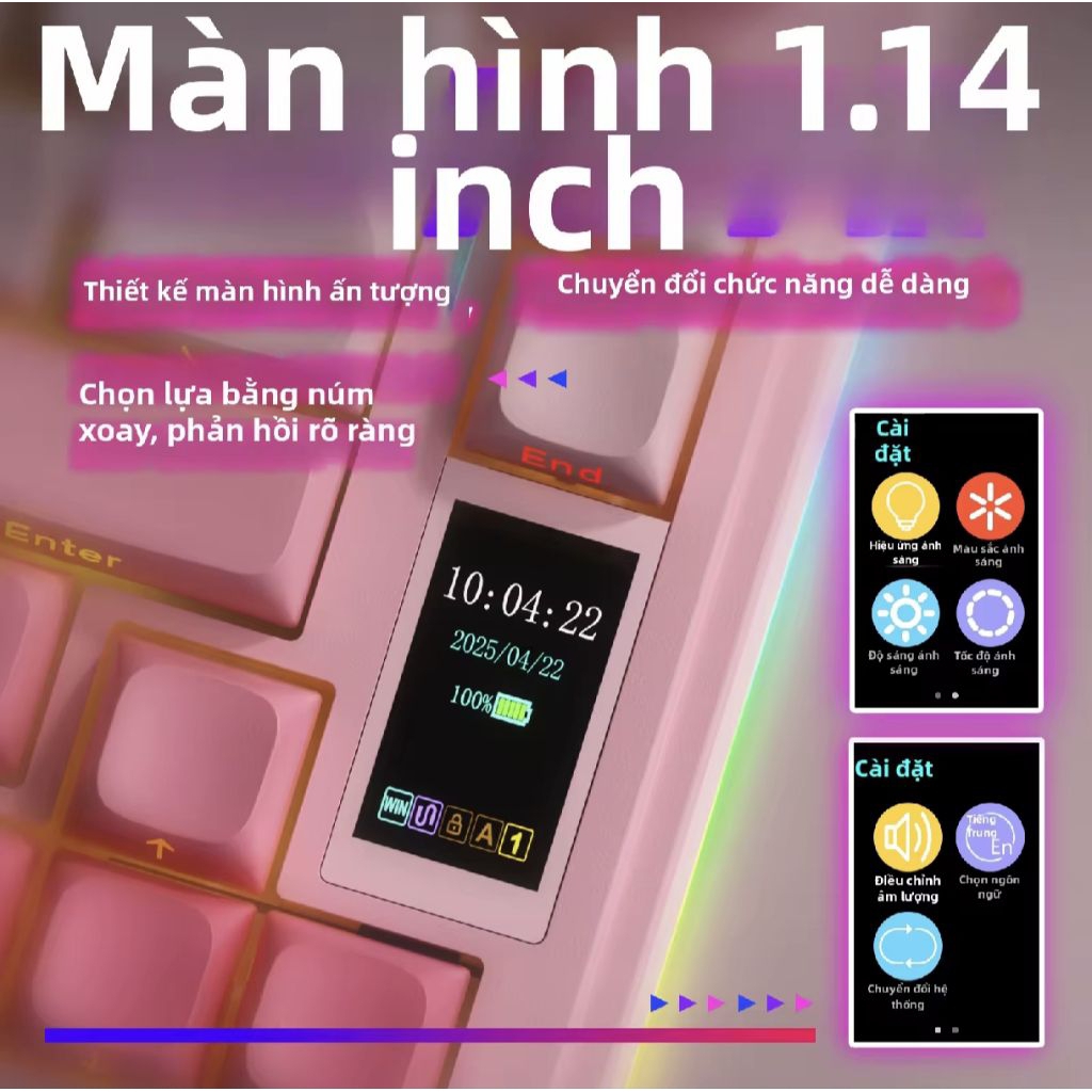BÀN PHÍM CƠ - AULA S75 Pro Gaming Keyboard 3 Mode RGB Có Màn Hình TFT | BigBuy360 - bigbuy360.vn