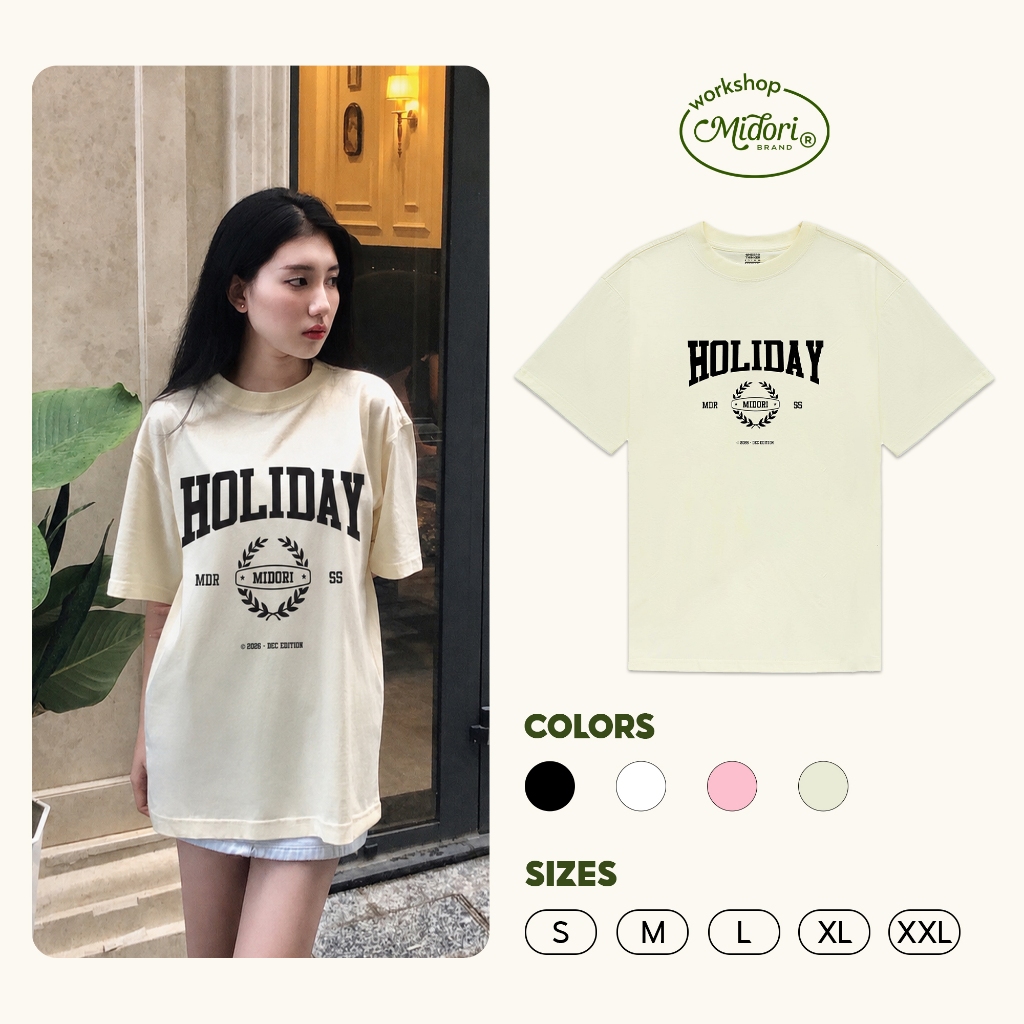 Áo Thun Form Rộng HOLIDAY Nam Nữ Unisex Basic Chất Liệu Cotton Local Brand | MI MIDORI