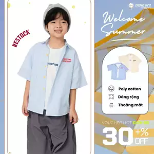Áo sơ mi kẻ cotton bé trai thêu chữ PARTTIME INTROVERT size 12-38KG style Hàn Quốc | Dương Oyy 011224195