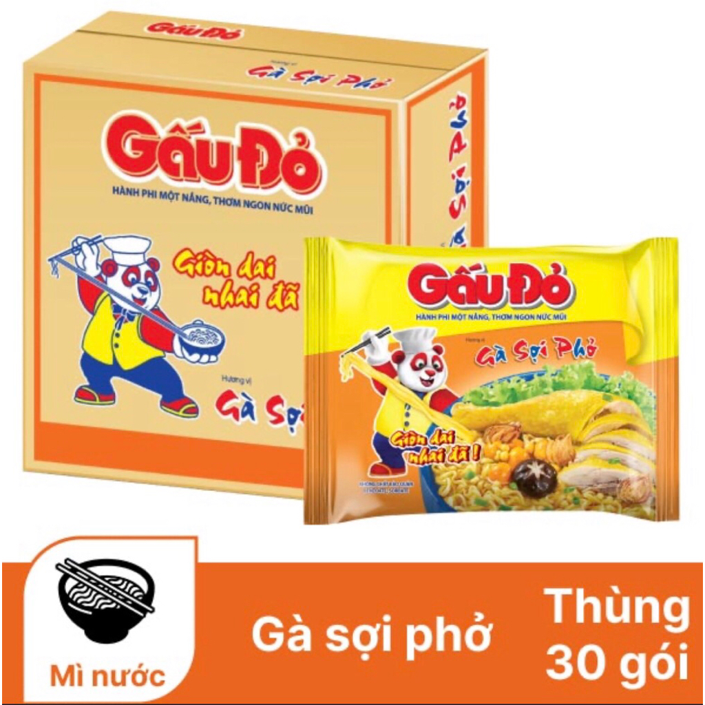 Thùng mì gấu đỏ vị gà sợi phở 30 gói 63gr - date mới