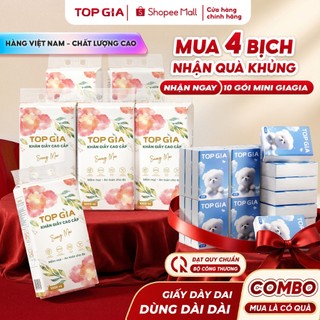 [TẶNG 10 GÓI GIẤY GIAGIA MINI CAO CẤP] Khăn giấy rút Sương Mai Topgia thùng 4 bịch 4000 tờ mềm mịn dày dai