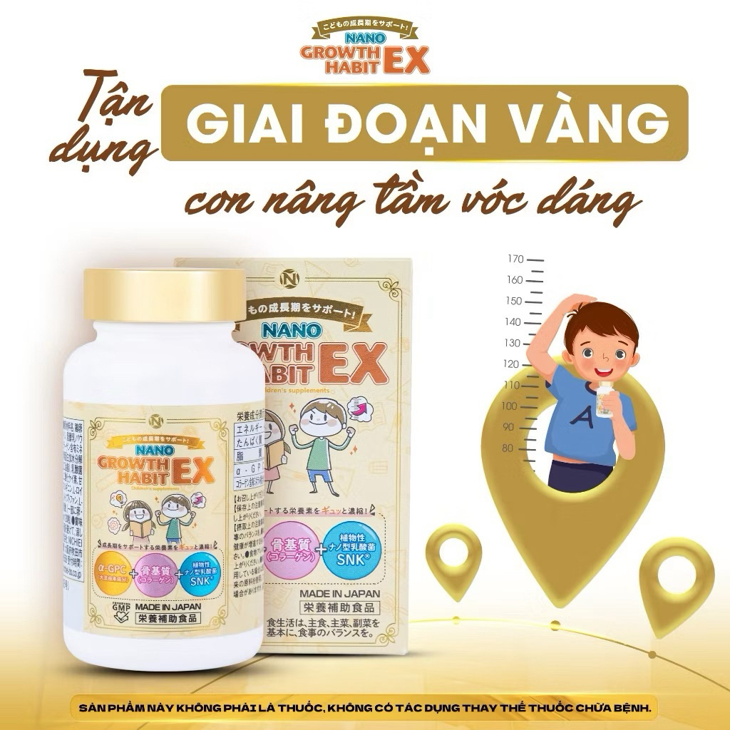 [Liệu Trình Mua 3 Hộp Giảm 10%] Viên Uống Tăng Chiều Cao Và Phát Triển Trí Não Nano Growth Habit EX