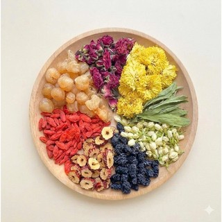 Trà Hoa 8 vị Dưỡng Nhan - Hộp 30 Gói TẶNG BÌNH - Đẹp Da, Thanh Nhiệt, Mát Gan, An Thần Ngủ Ngon