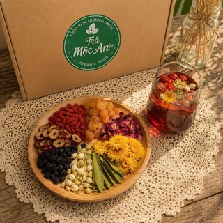 Trà Hoa 8 vị Dưỡng Nhan - Hộp 30 Gói TẶNG BÌNH - Đẹp Da, Thanh Nhiệt, Mát Gan, An Thần Ngủ Ngon