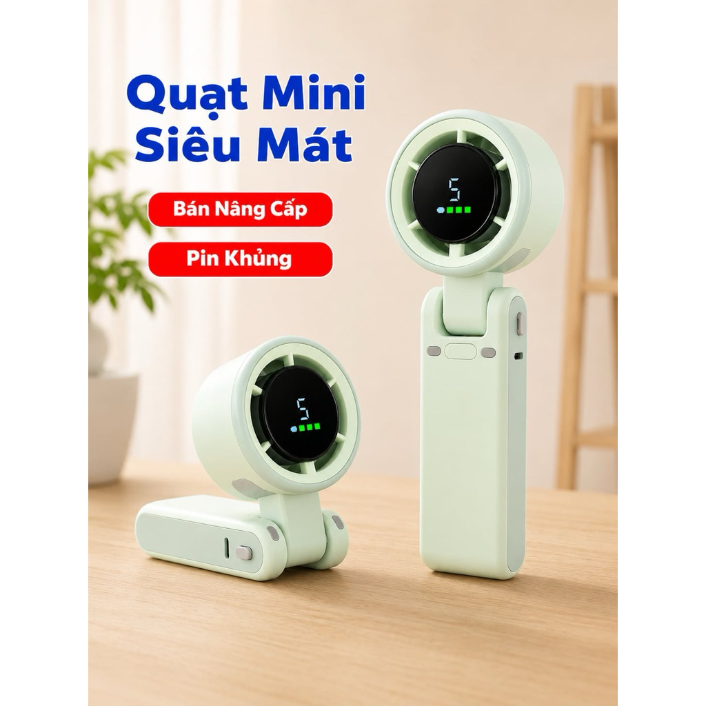 QUẠT MINI CẦM TAY GẤP GỌN THÔNG MINH – PHIÊN BẢN NÂNG CẤP MỚI