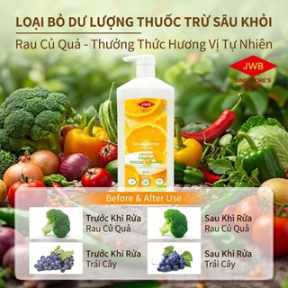 [MUA 2 TẶNG 1] JWB Premium Clean 3in1 Nước Rửa Chén,Rửa Rau Củ 800g - Singapore brand
