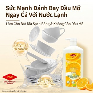 [MUA 2 TẶNG 1] JWB Premium Clean 3in1 Nước Rửa Chén,Rửa Rau Củ 800g - Singapore brand