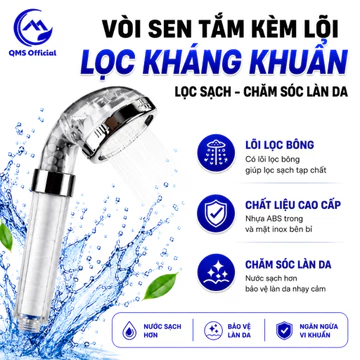 Vòi sen tăng áp, Bộ vòi hoa sen Chất liệu Nhựa ABS Siêu Bền có Lõi Lọc loại bỏ chất bẩn làm sạch nước QMS - TS005