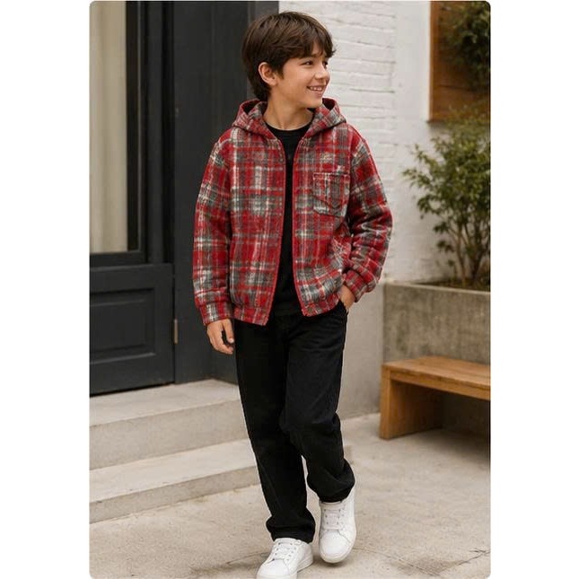 Áo khoác caro kẻ sọc có mũ khóa kéo đa dạng mẫu mã thời trang trẻ trung vải flannel thoáng khí .