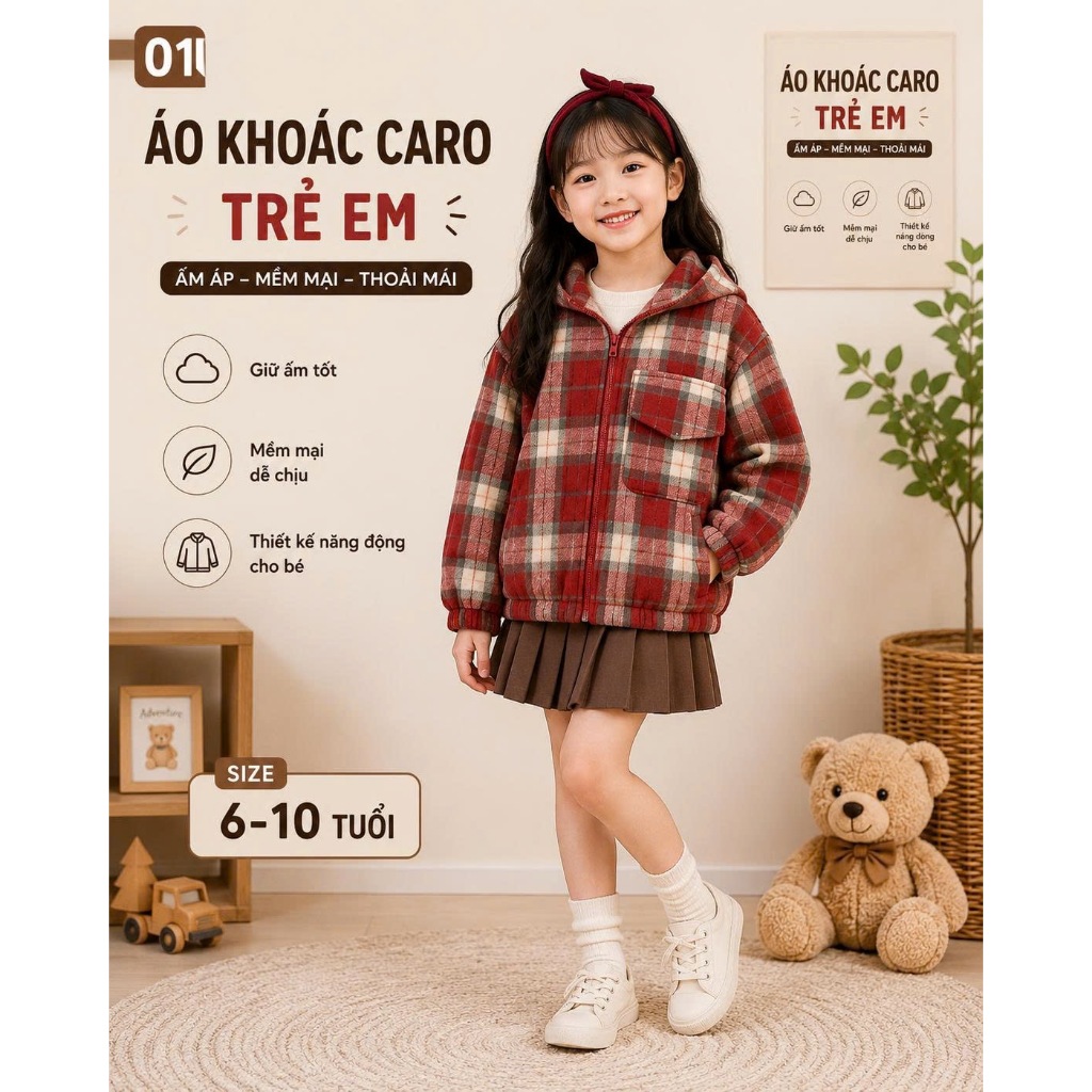 Áo khoác caro kẻ sọc có mũ khóa kéo đa dạng mẫu mã thời trang trẻ trung vải flannel thoáng khí .