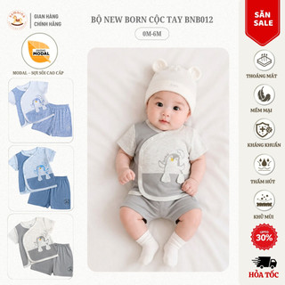Bộ Newborn Cộc Tay Modal 7A Cao Cấp Mềm Mịn Thấm Hút Thoáng Mát BAMBINO 0-6 Tháng [BNB012]