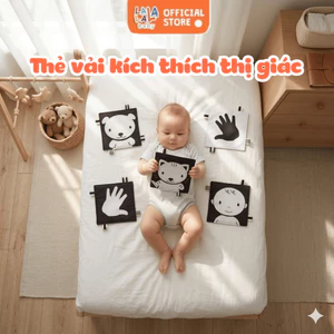 Thẻ vải kích thích thị giác Lalala Baby thẻ vải đen trắng hỗ trợ kích thích thị giác cho bé